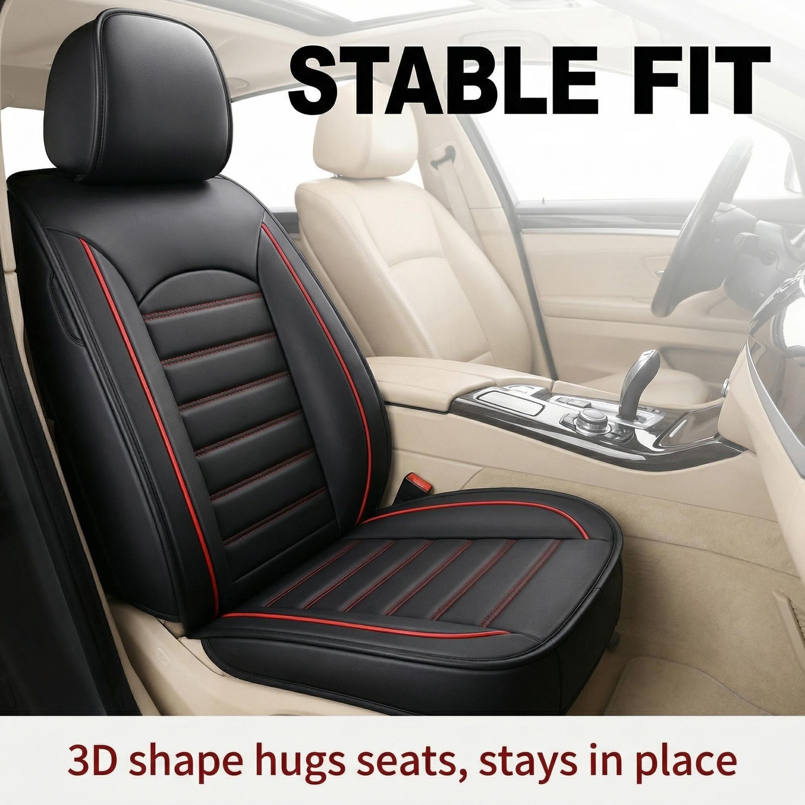 5-Seat PU Leather Car Seat Covers Full Set With Headrest Lumbar Pillows