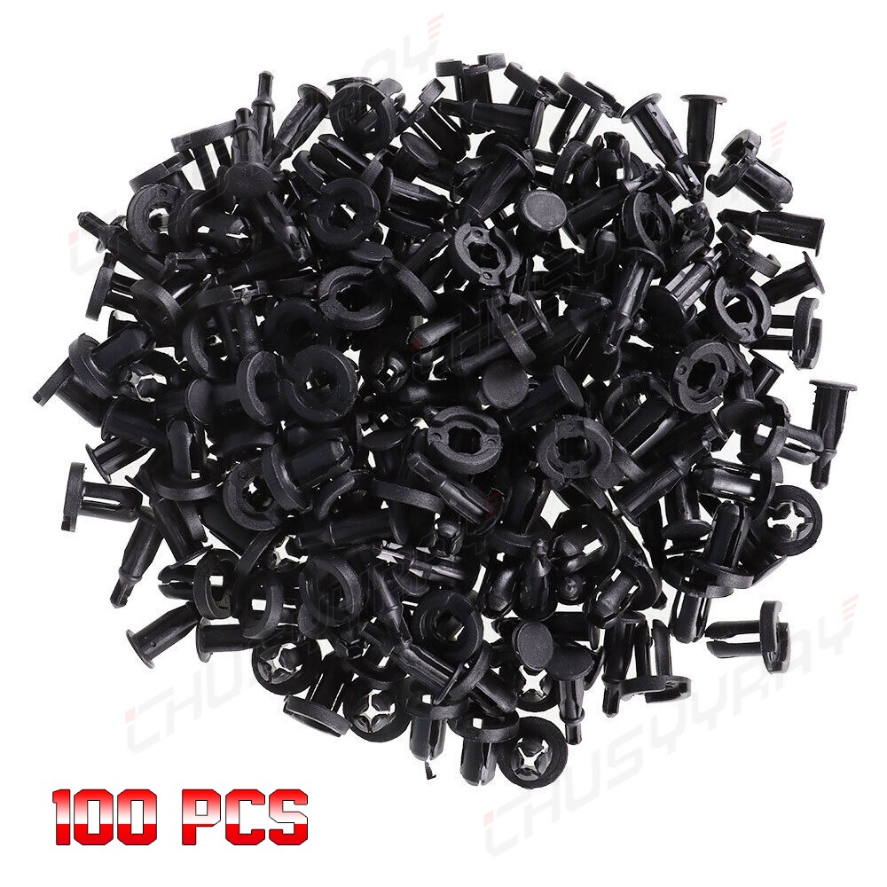 100Pcs/Set Plastic Rivet Car Fender Bumper Push Pin Clips 10mm Hole For Honda