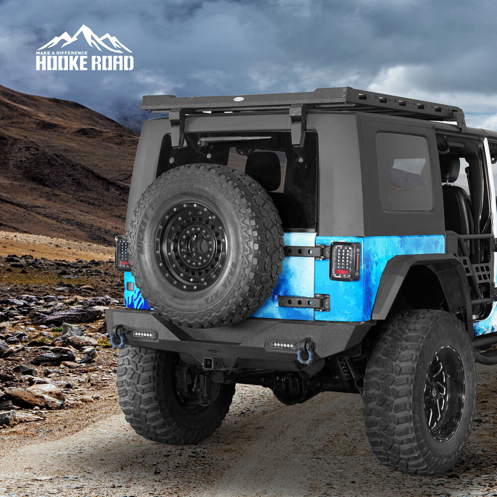 Rear Bumper w/ Receiver Hitch & LED Light & D Ring Fit 07-18 Jeep JK Wrangler JK