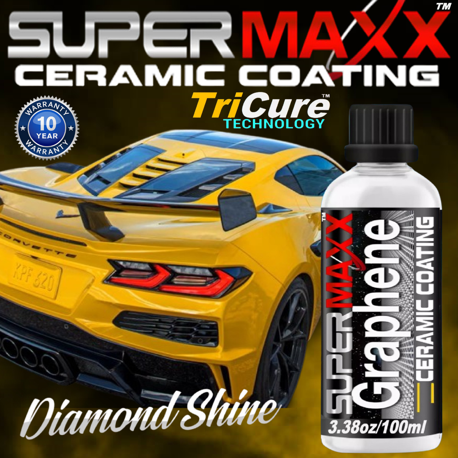 GRAPHENE 10 YEAR CERAMIC CAR COATING DIAMOND SHINE PROTECTION” 3.38OZ/100ML