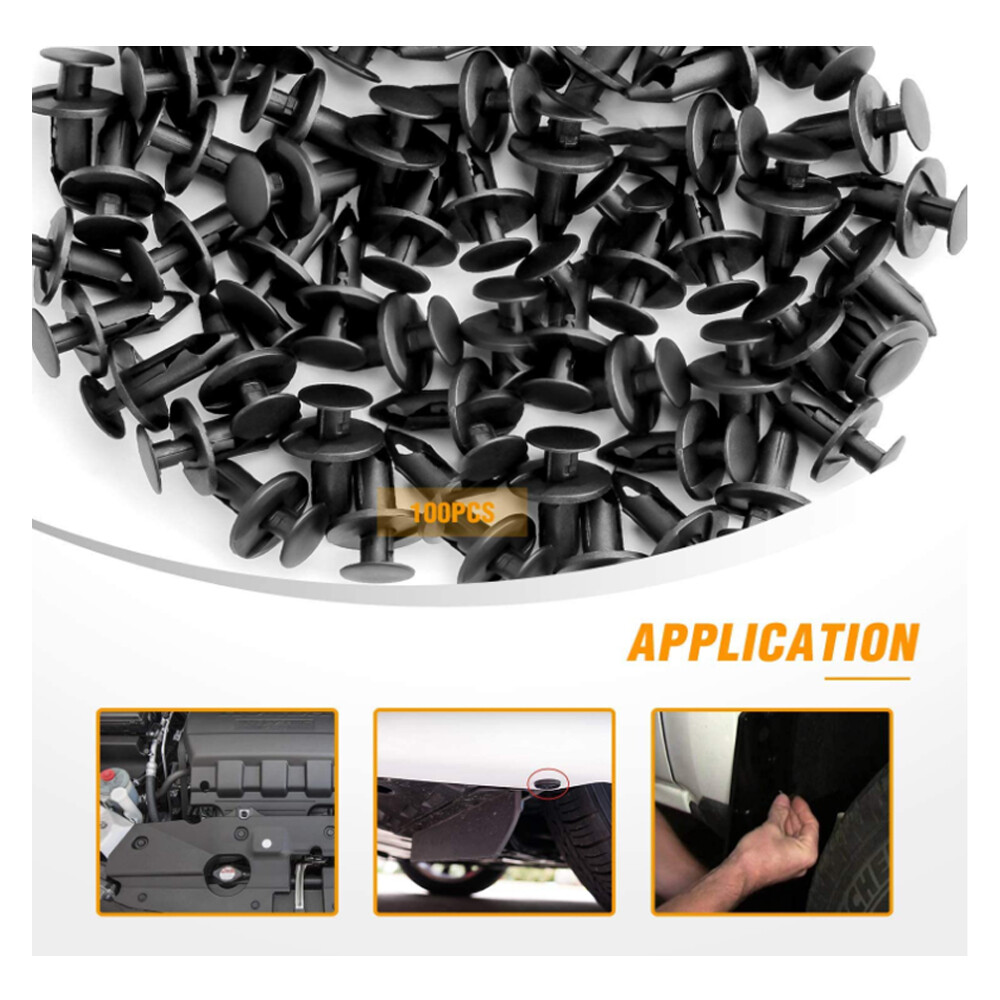 100PCS Nylon Bumper Rivet Clips Fastener Push Clip for Car Auto Fender GM Ford