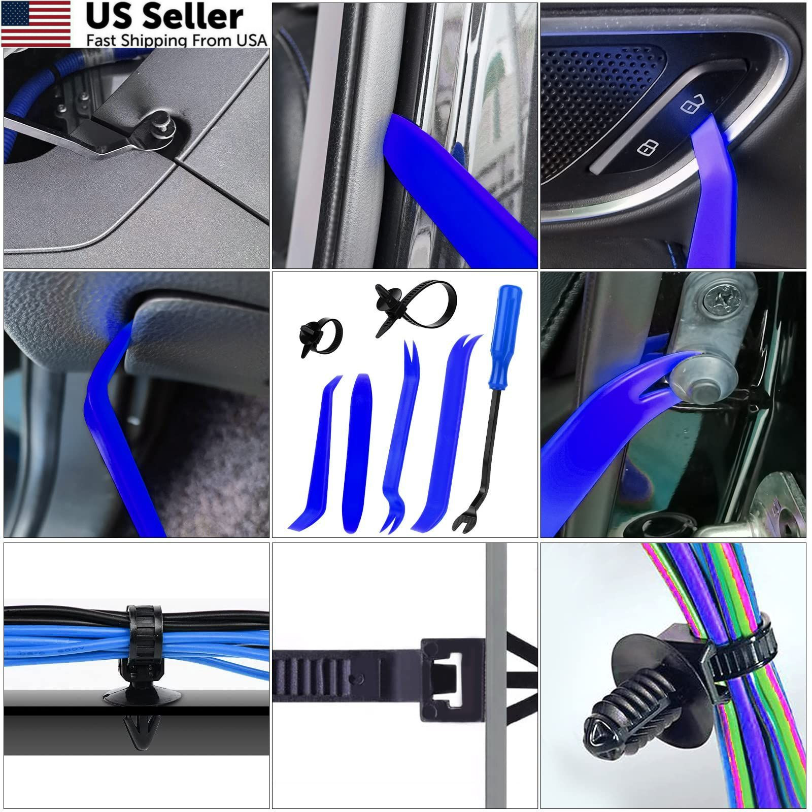 835 PCS Car Push Retainer Clips and Plastic Fasteners Kit – 24 One Size, blue