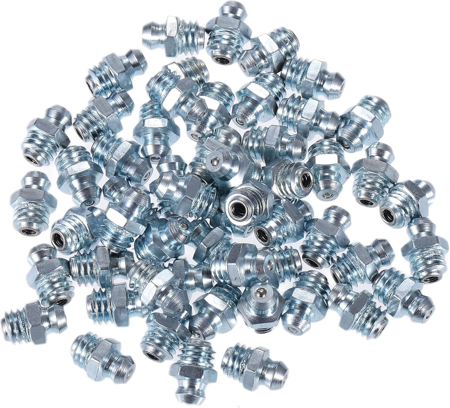 X AUTOHAUX 50 Pcs M8x1.25 Grease Nipple Fitting Straight M8x1.25, Silver Tone