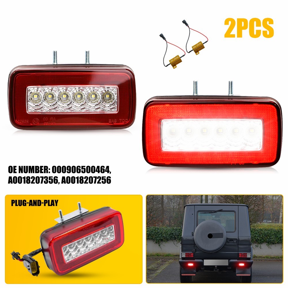 ABS+PC LED Rear Fog Reverse Lamp Red Clear For 1986-2018 Mercedes W463 G-Class