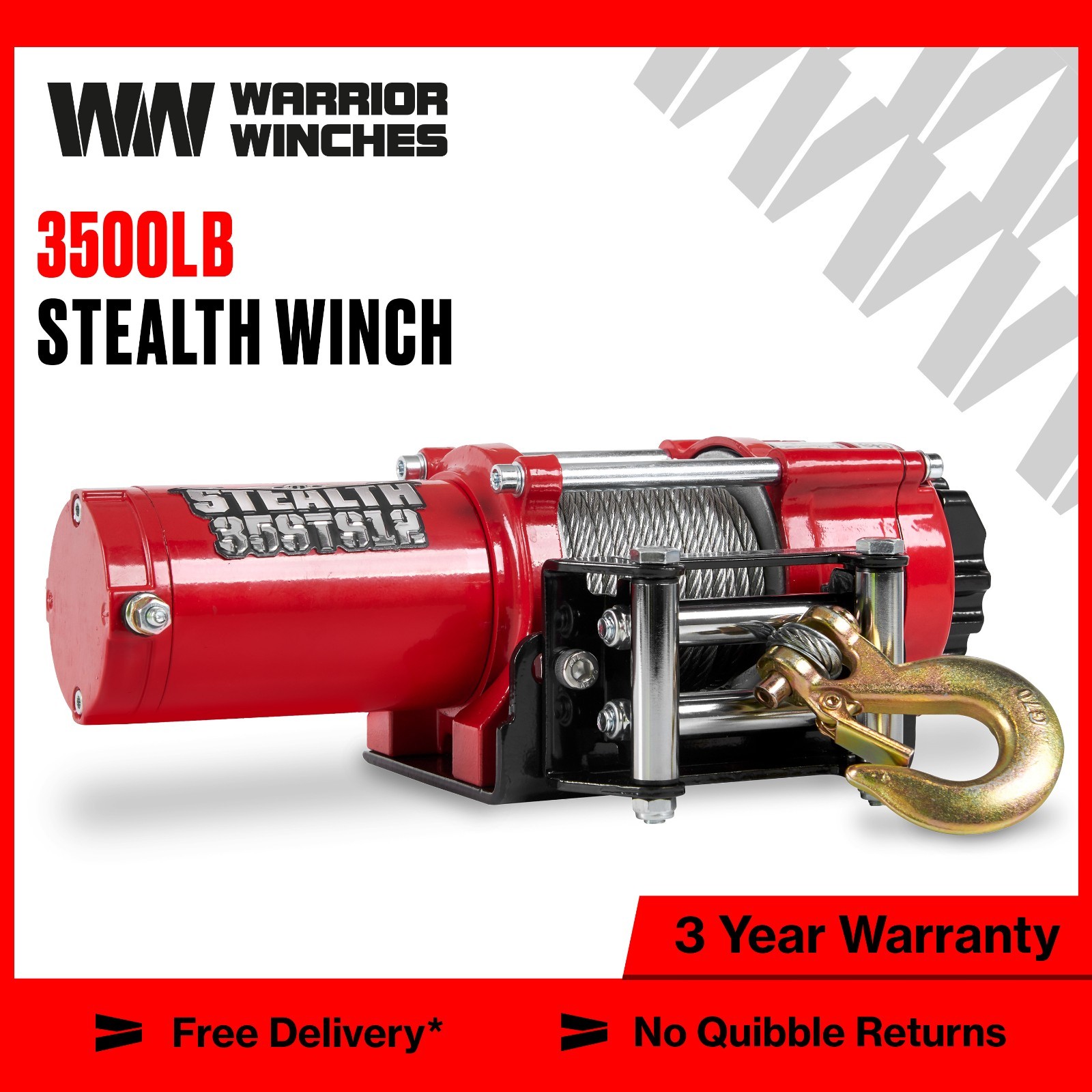 Stealth 3,500lb 12v Electric Winch – Steel Rope