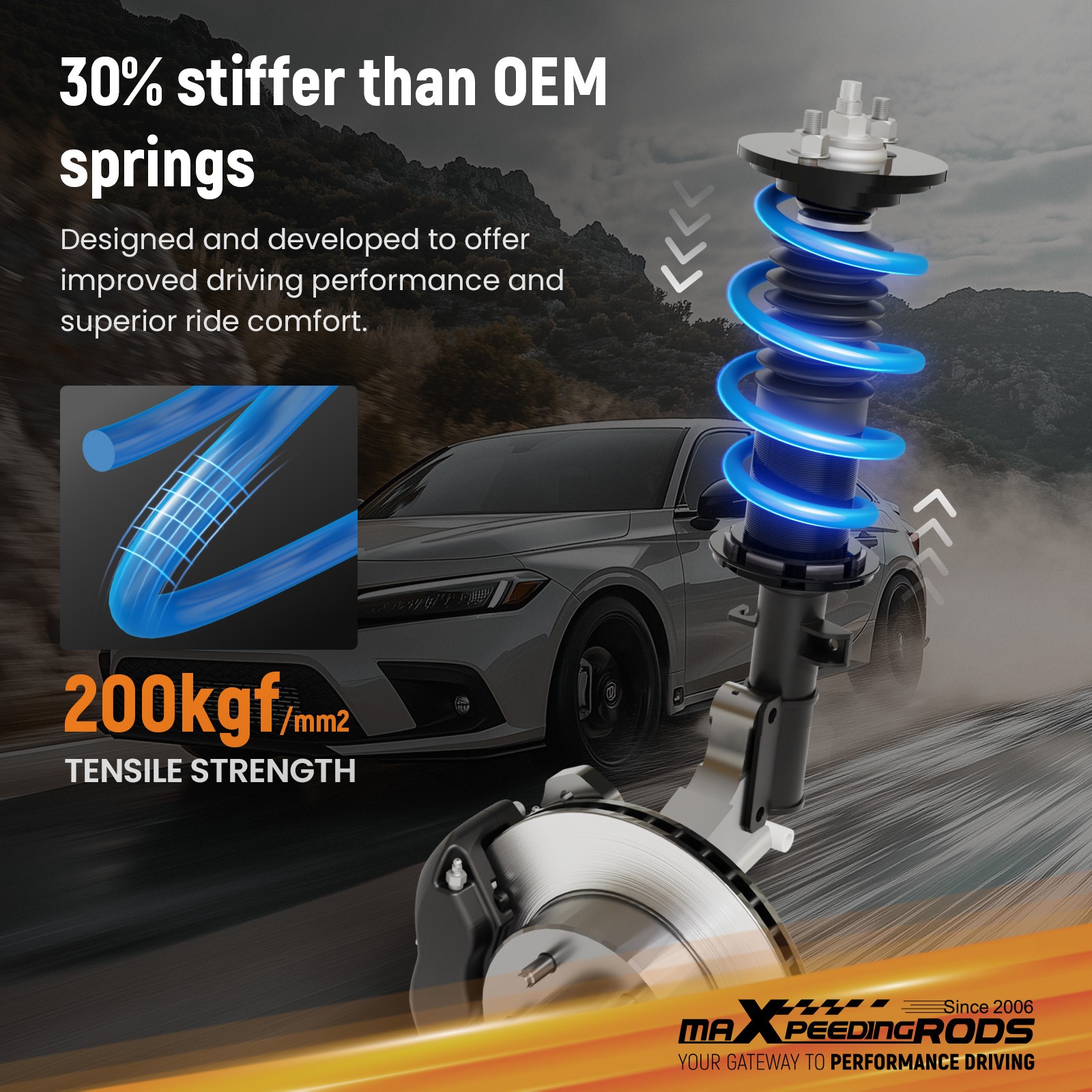 MaXpeedingrods Lowering Springs For Toyota Corolla 1998-2002 F 1.8″ R 1.4″