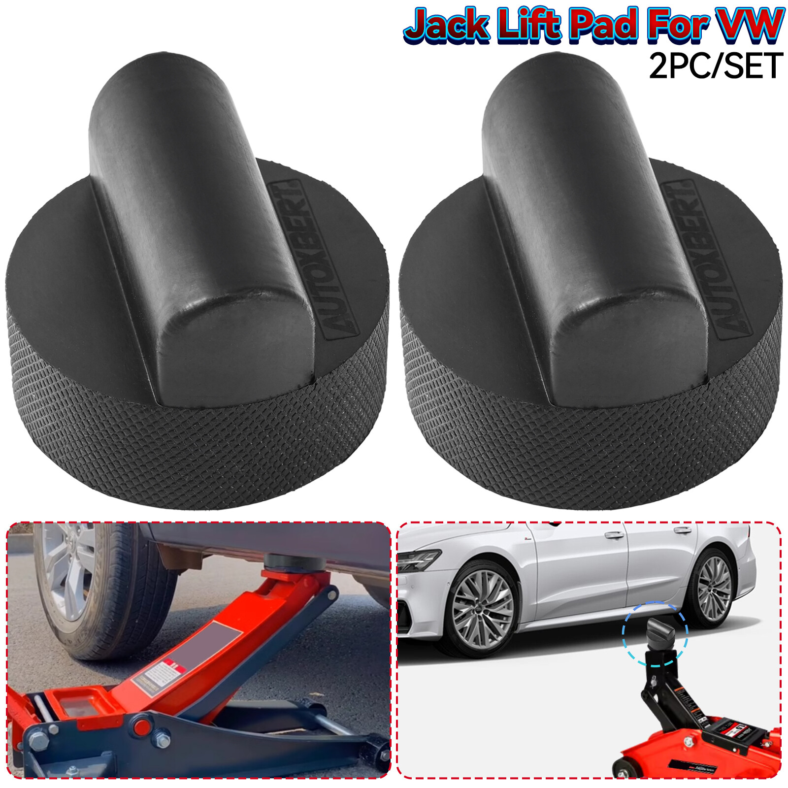 2x Car Rubber Jack Puck Jacking Lift Pad Adapter For Audi TT RS R8 A6 Quattro A7