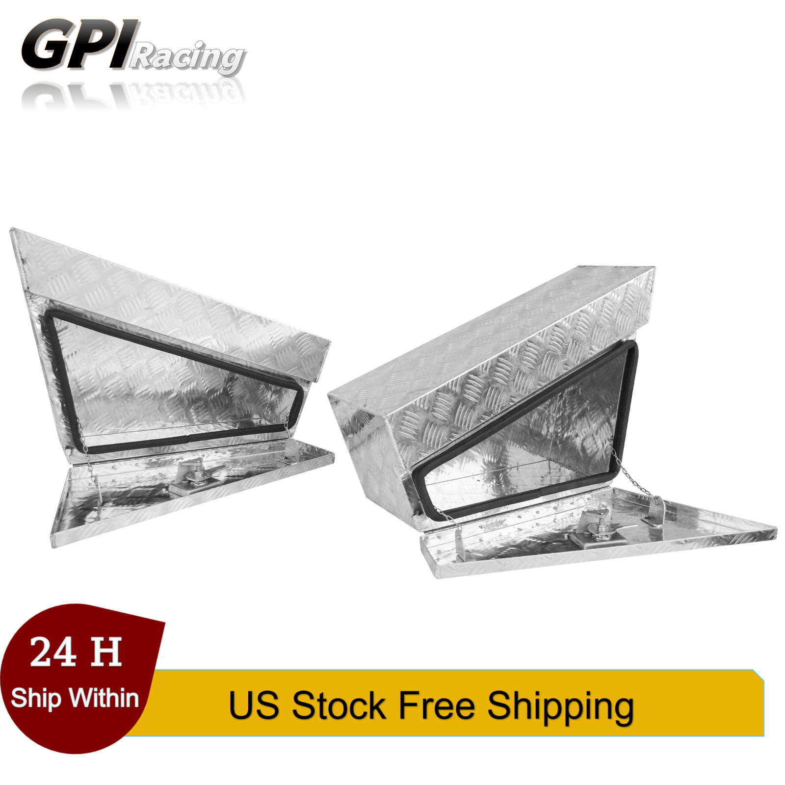 30″x10″x17″ Aluminum Undertray Toolbox Underbody Pickup Truck Silver Pair