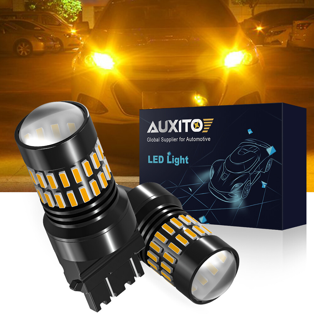 AUXITO NO HYPER FLASH 3157 3156 LED FRONT TURN SIGNAL PARKING LIGHTS BULBS AMBER