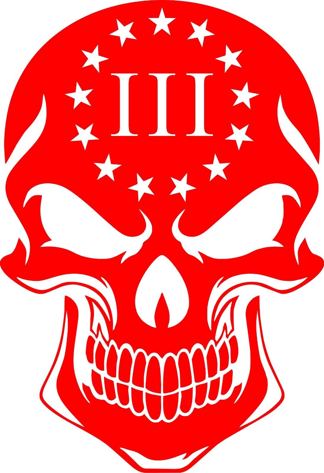 13 Colonies Percenter 3 Logo Solid Skull Vinyl Decal Multiple Colors and Sizes
