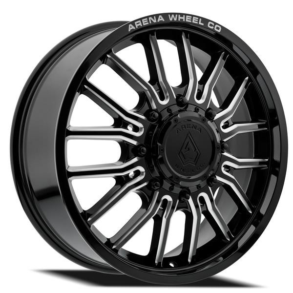 (Set-6) Arena Dually Thunder 22×8.25 10×225 -202mm Black Milled Wheels 22 Inch