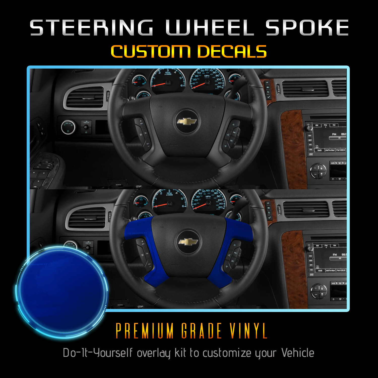 Steering Wheel Spoke Decal Cover Fit 2007-2013 GMC Yukon ALL – Glossy Matte