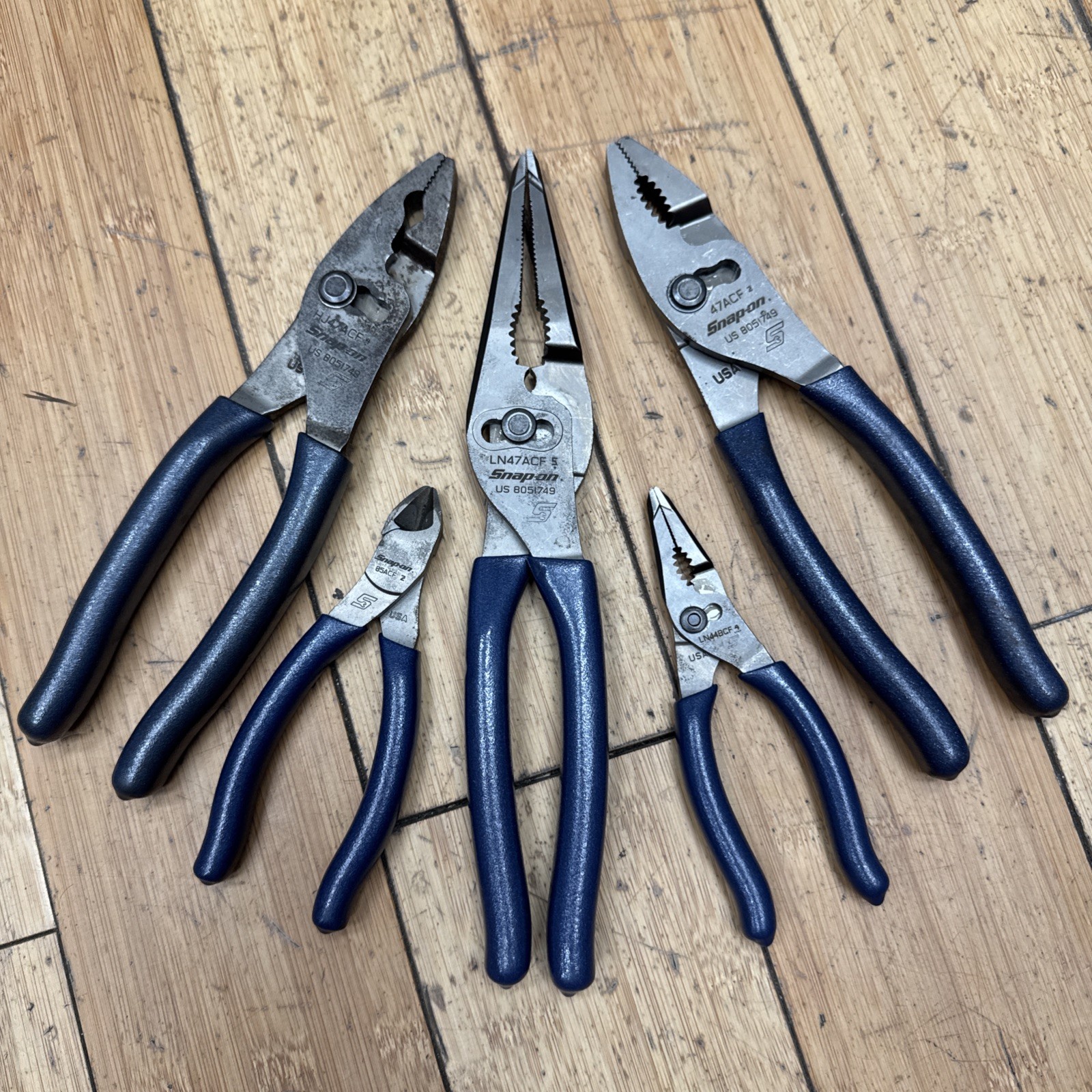 Snap-on PL347ACFMB POWER BLUE 5pc Soft Grip Joint Pliers 85acf2 Ln44bcf 4