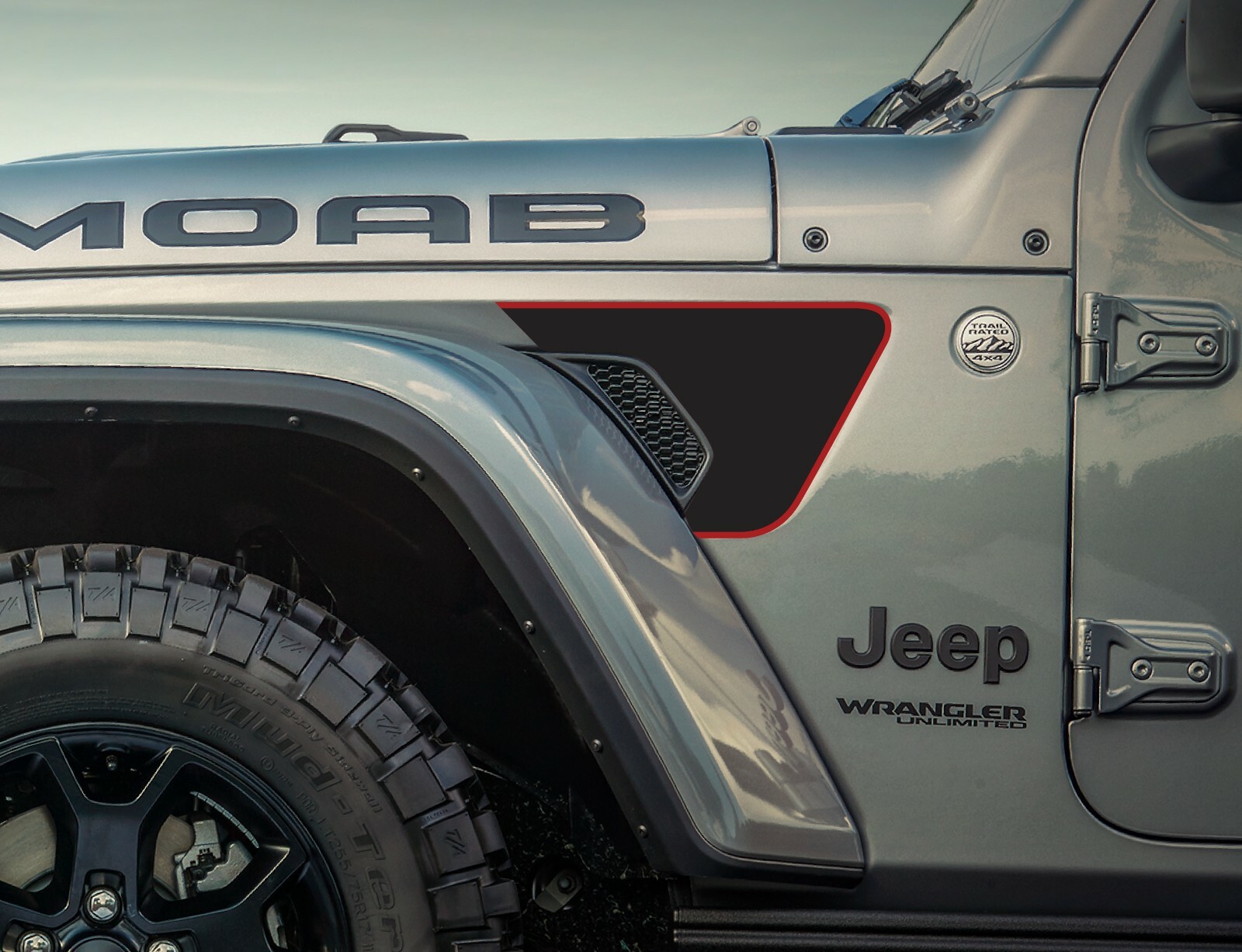 2-Layer Color Line Vent Blackout Decal- Fits JL Wrangler & Gladiator PAIR