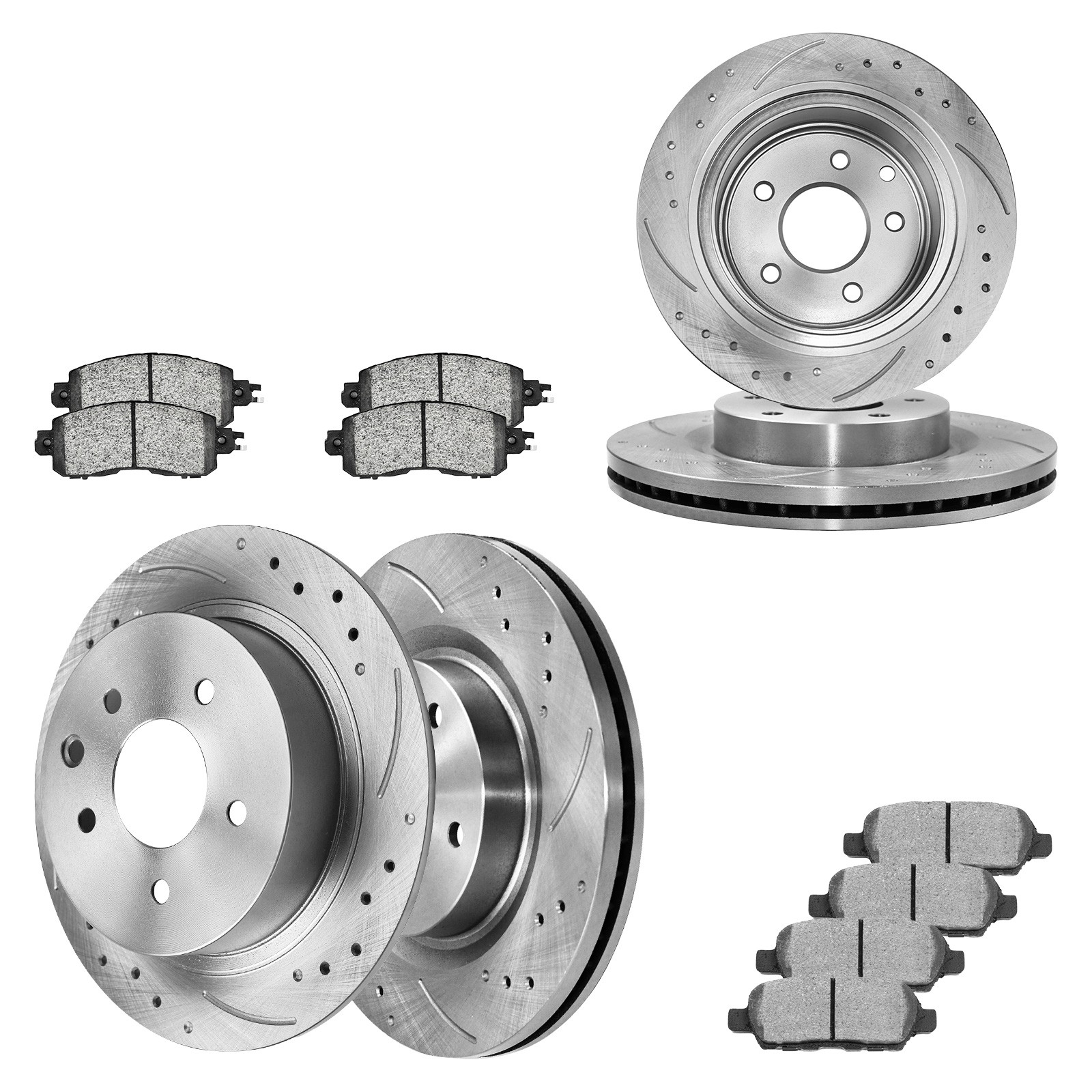 Front & Rear Disc Brake Rotors + Ceramic Brake Pads for Lincoln MKZ 2013-2016