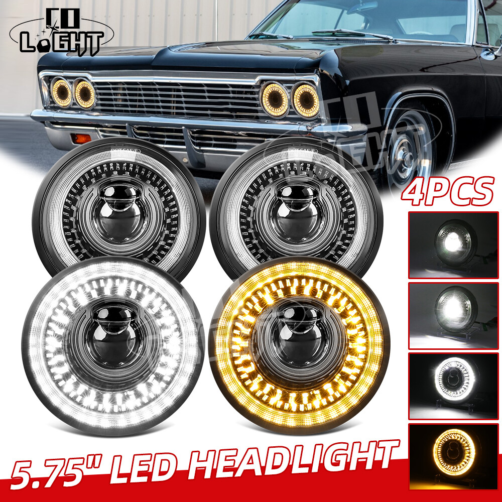 4PCS 5.75″ 5-3/4 inch LED Headlights Hi/Lo Beam DRL for Chevy Chevelle 1964-1970