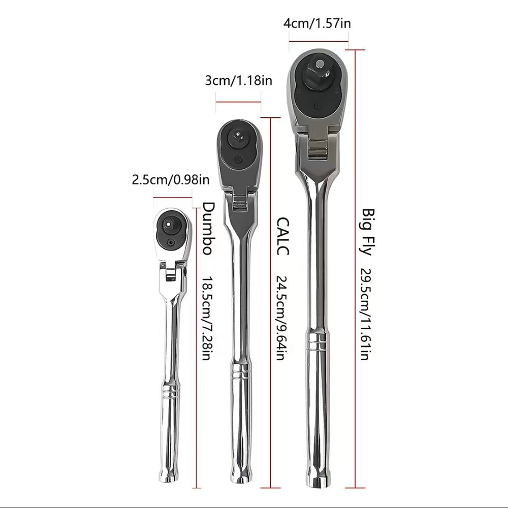 72-Tooth Flexible Handle Ratchet Wrench 10-Piece Set Includes 1/4-inch,3/8-inch