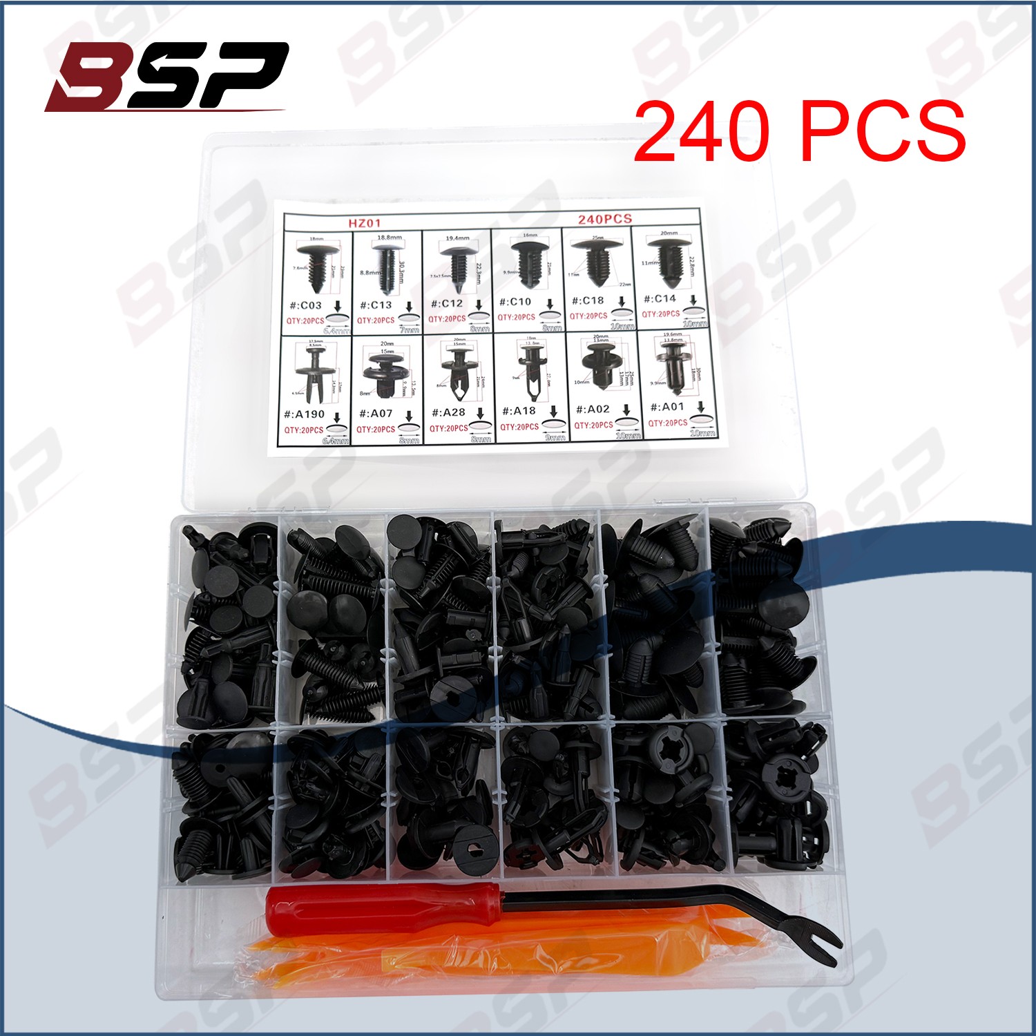 240pcs Auto Car Bumper Retainer Clips Kit Fastener Remover Push Pin Rivet Screw
