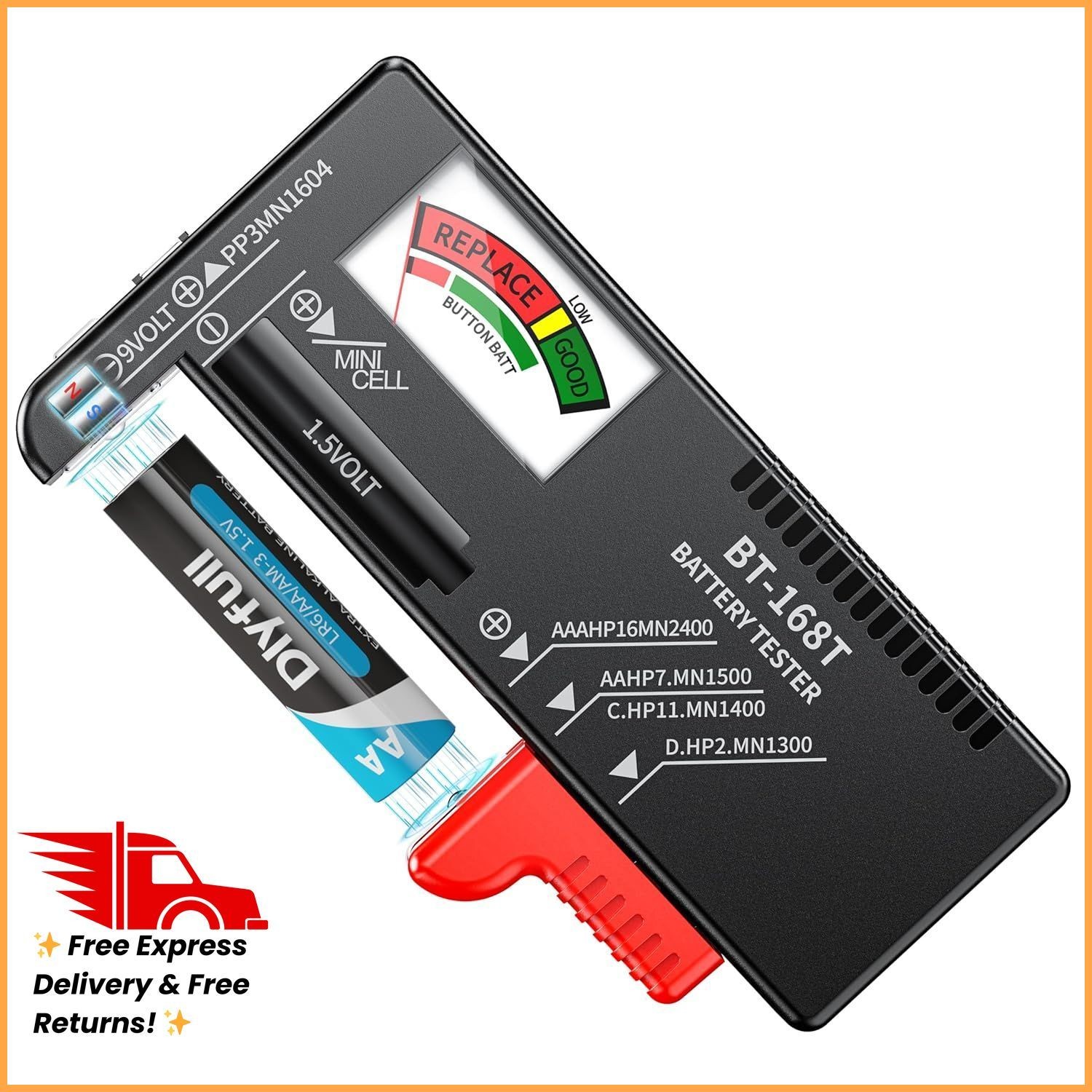 DLYPOW Battery Tester, Universal Battery Checker Small Battery Tester for AAA AA
