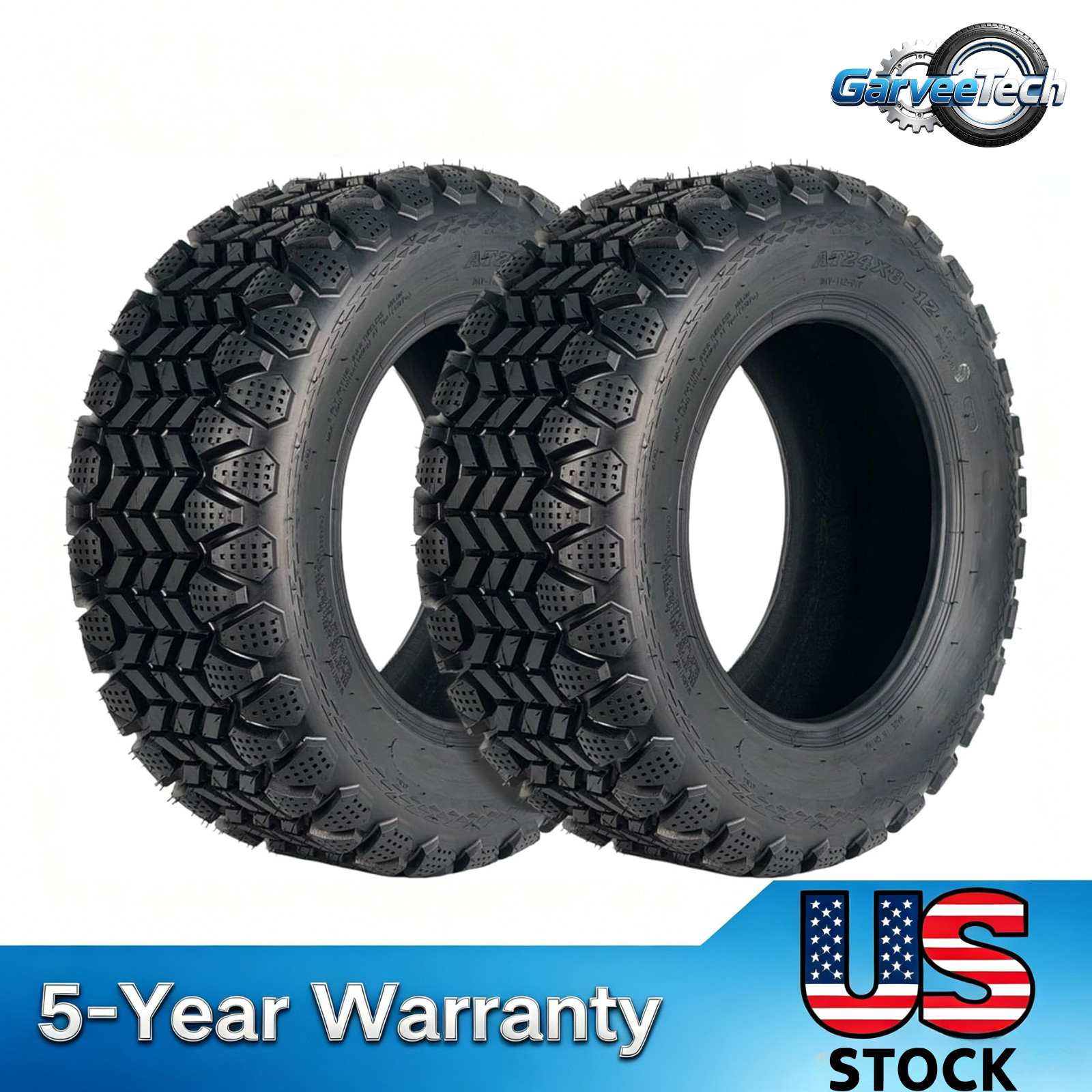 2Pcs 24×8-12 ATV Tires 6PR 24x8x12 UTV All Terrain 24×8.00×12 24×8.00-12 Tire