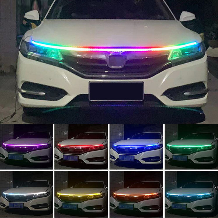 LED Daytime Running Light Strip Start Scan Dynamic Car LED Hood Light Waterproof