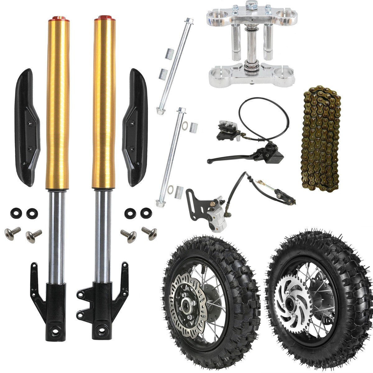 10″ Front Rear Wheels+ 630mm Forks Shock 45/48mm Disc Brake CRF50 MX650 PIT Bike