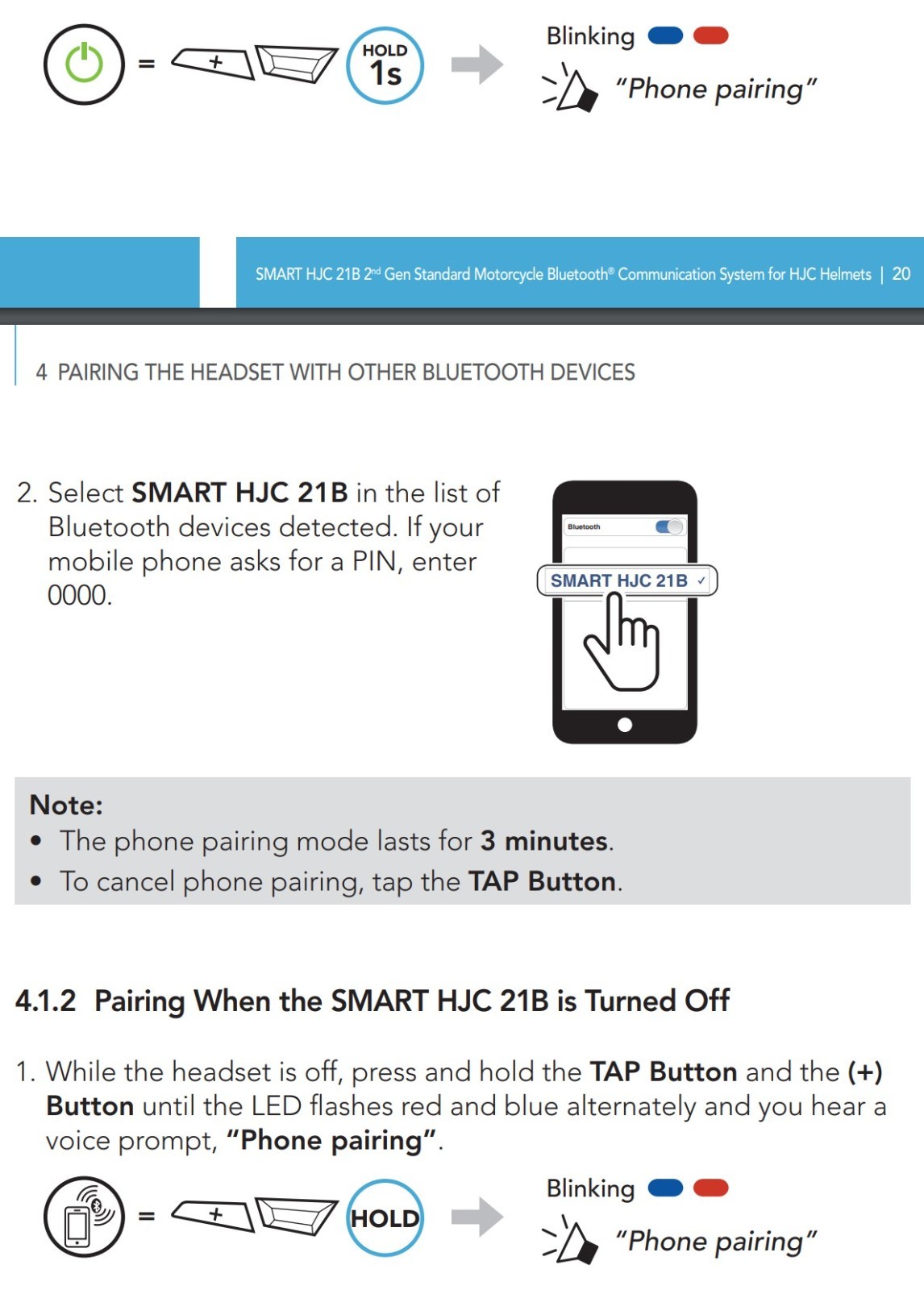 SMART HJC 21B SENA Bluetooth Communication System for HJC Helmets- SP132