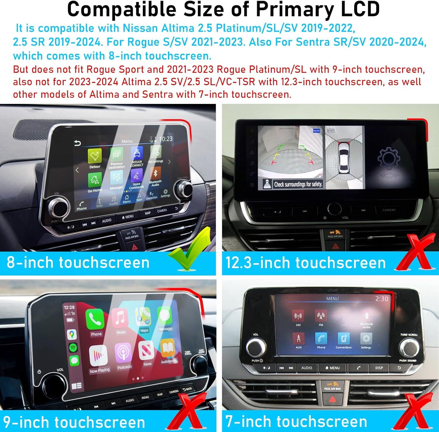 360 Car Phone Holder For 2021-2023 Nissan Rogue with 8″ Screen Mobile Bracket