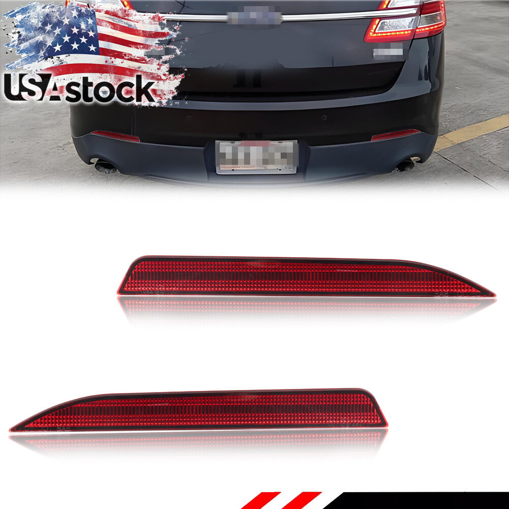 2X Red Rear Bumper Reflectors For 2013-19 Ford Taurus & Police Interceptor Sedan