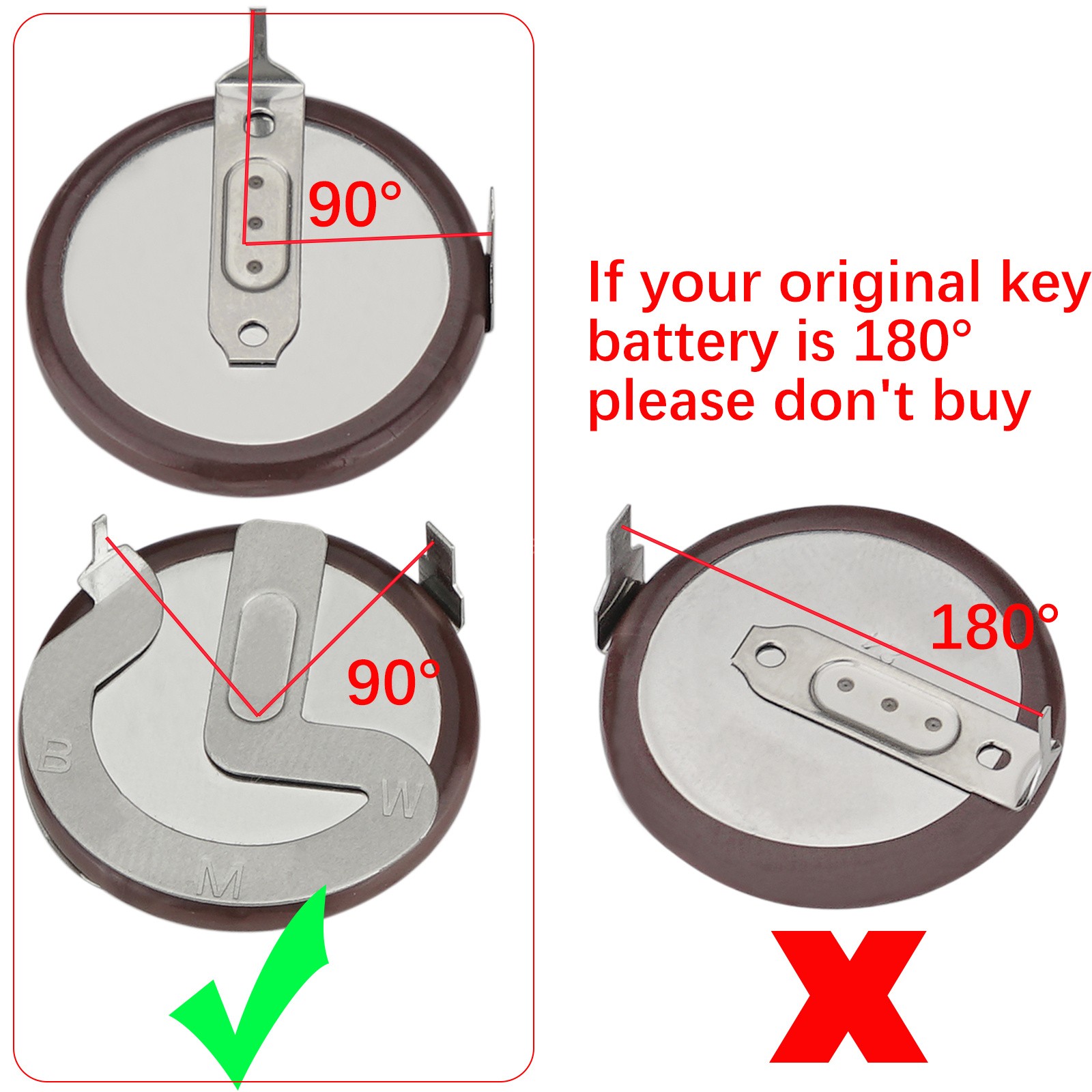 2pcs Battery Fit for Panasonic VL2020 BMW Key Remote Fob Rechargeable 90 degree