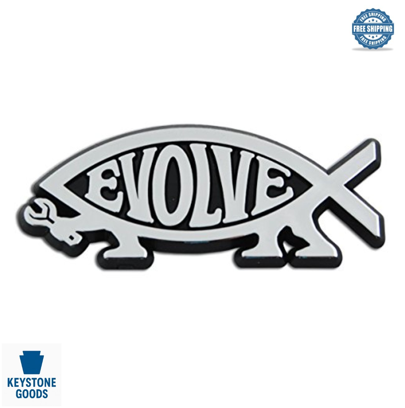 Auto Emblem Chrome ABS Plastic 3 1/4 x 1 1/4 Inch Silver Car Trunk Rear
