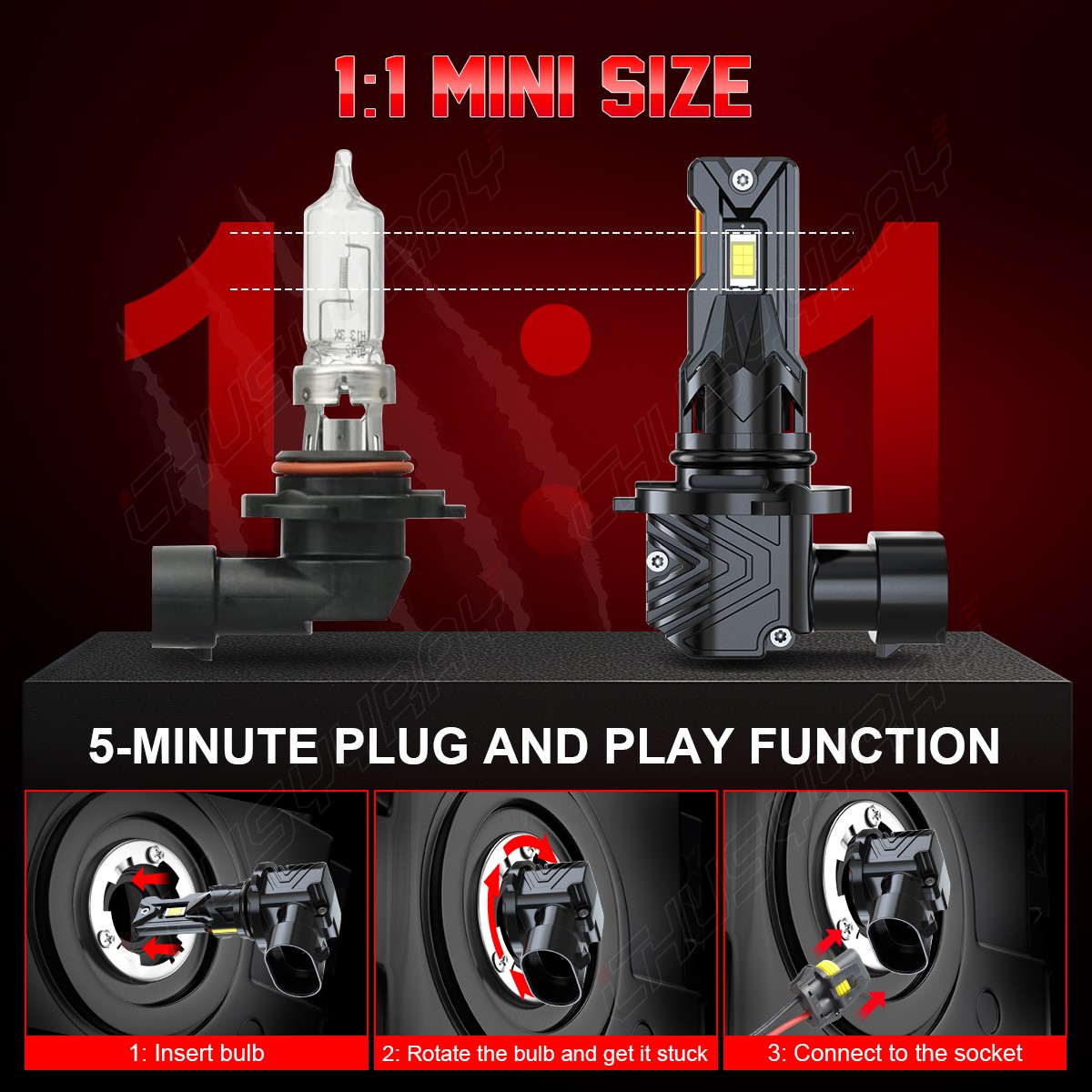 9006 LED Headlights Kit Combo Bulbs 6000K Low Beam Super White Bright 20000LM
