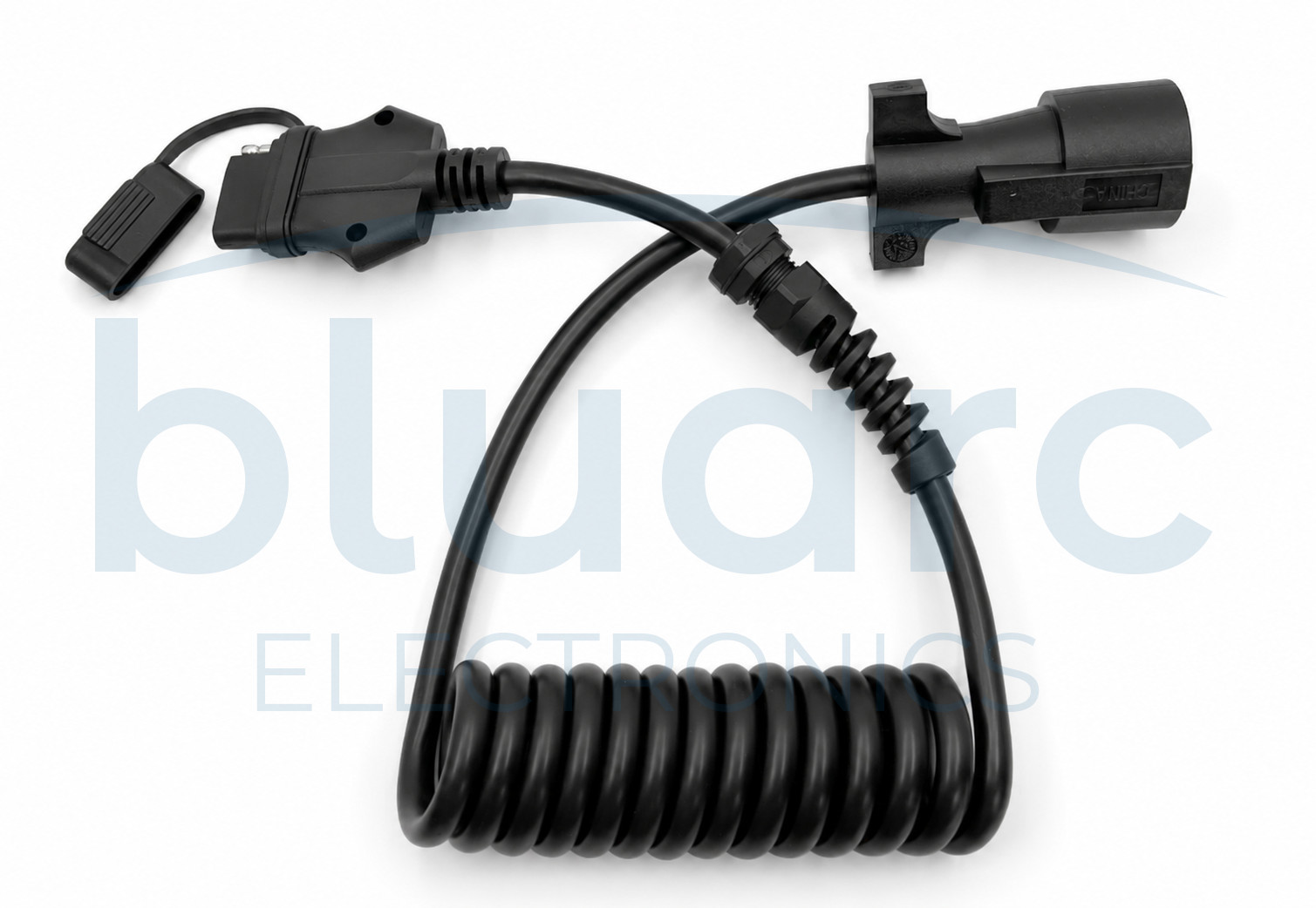 7 Way Round to 5 Way Flat Coiled Trailer Adapter w/ Trailer Clip (6′) UV Coating