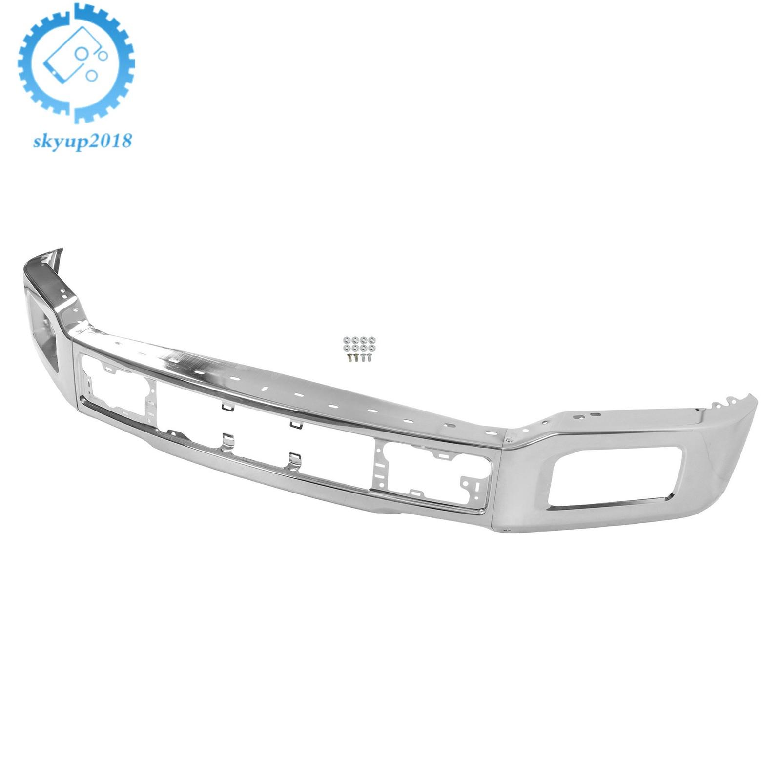 Chrome Plated Split Front Bumper With Fog Light Holes Suit For F-150 2018-2020