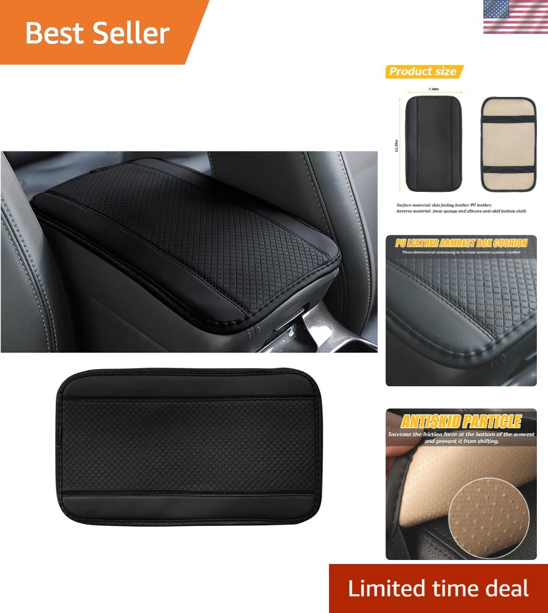 Durable Leather Automotive Center Console Cushion – Comfort & Protection