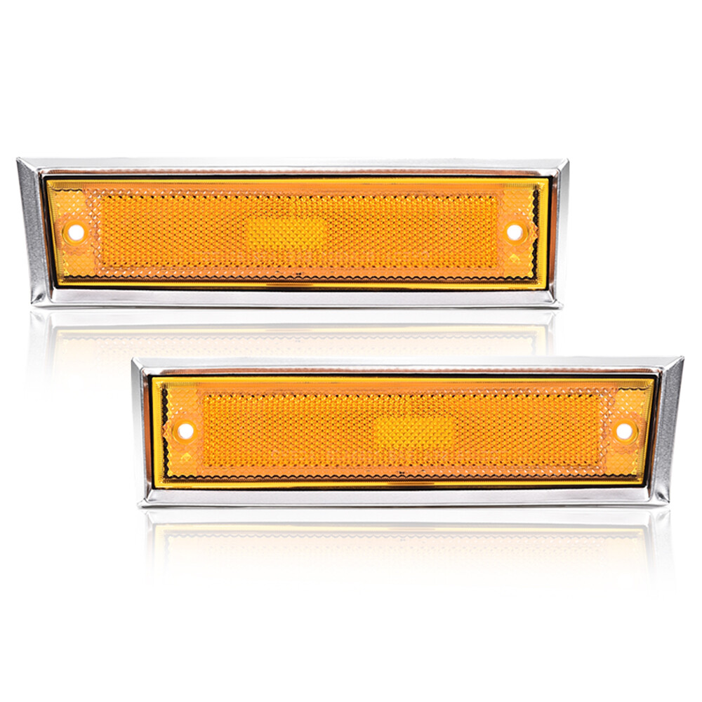 Side Chrome Bezel Marker Light Pair Fit For Chevy Blazer GMC Jimmy C/K R Pickup
