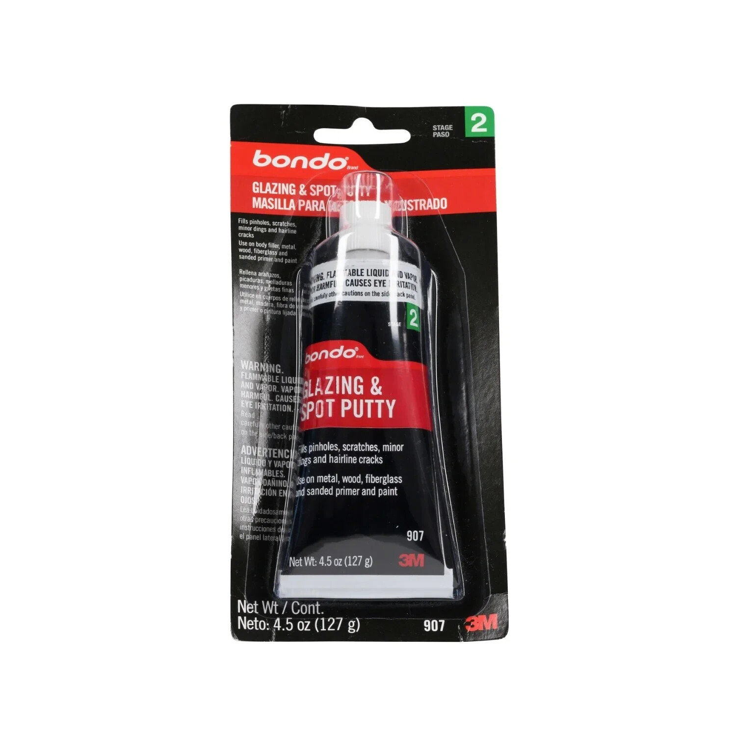 3M BONDO 907 GLAZING AND SPOT PUTTY, 4.5 fl oz Tube