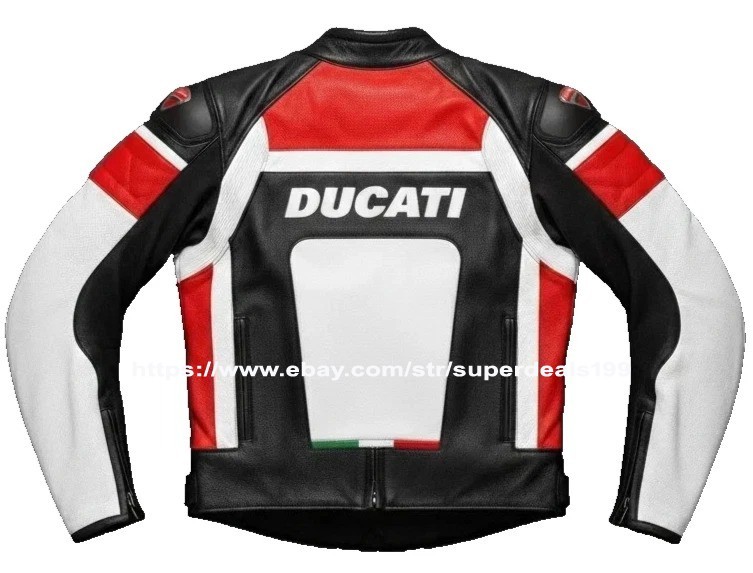 Ducati Racing Motorbike Leather Jacket In Pure Cow Hide/5 Ce Approved Armour