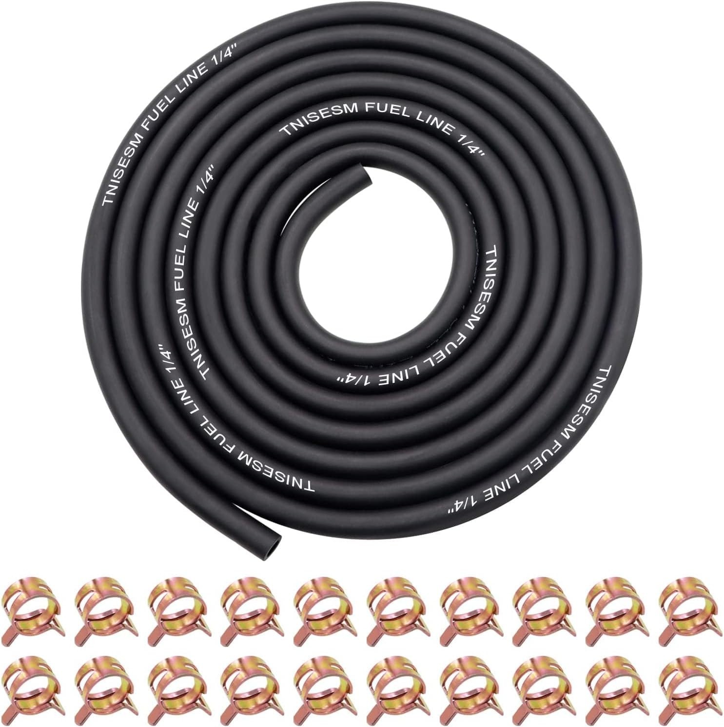 1/4 Inch ID Fuel Line Hose 10FT with 20PCS Hose Clamps for Small Gas Engines US