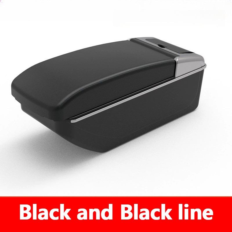 For Fiat 500 12-23 Center Arm Rest Storage Box Black With Stitched Car Interior