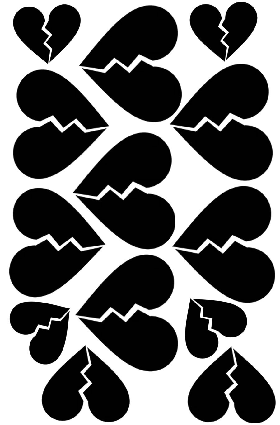 Broken Hearts Lot of 13 Sticker Decal – Vinyl Car Window JDM – Matte Black
