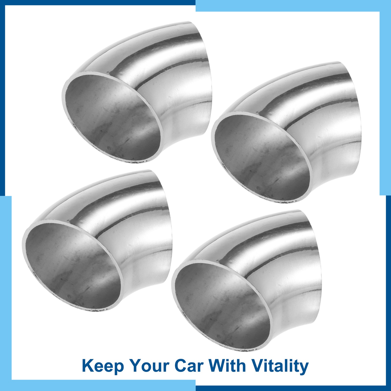 Pack(4) Car OD 1.5″ 45 Degree Bend Tube Exhaust Elbow Pipe Silver Tone