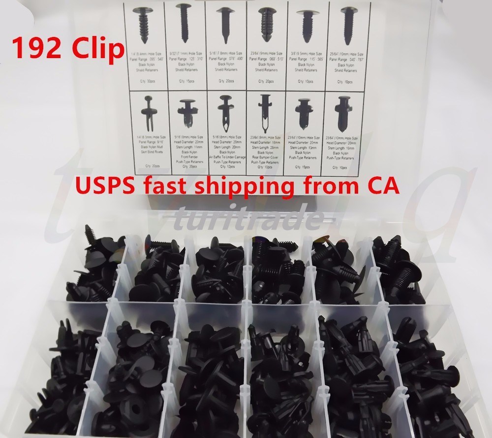 192 Clip Automotive Push Pin Retainer Assortment Kit For Toyota Honda GM Ford