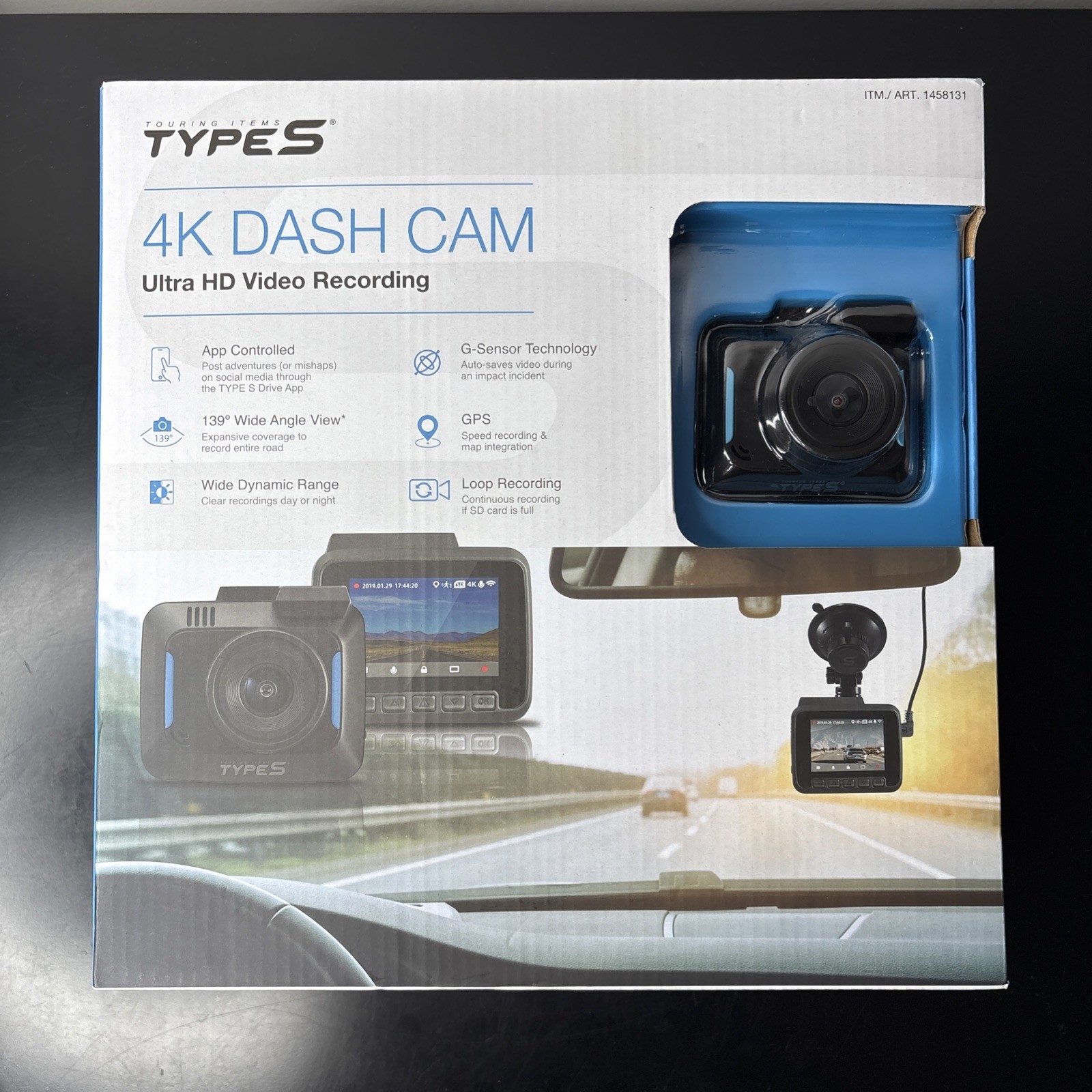 TYPE S 4K Dash Cam Ultra HD Video Recording App Controlled w/ Built-in Wifi