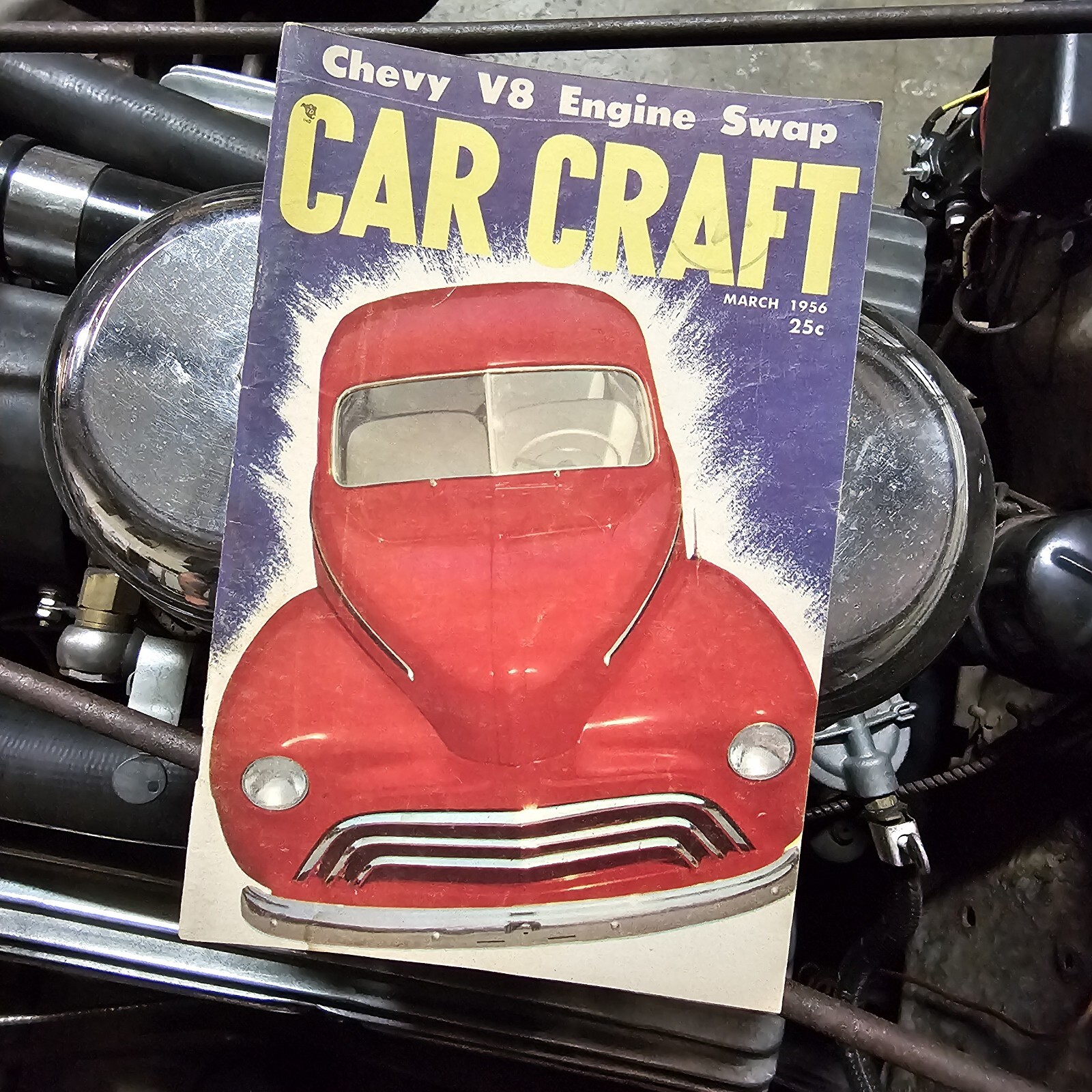 CAR CRAFT 1956 47 FORD 53 CHEVY GRILL BUICK SIDE TRIM HOW TO VTG HUBCAPS V8 SWAP