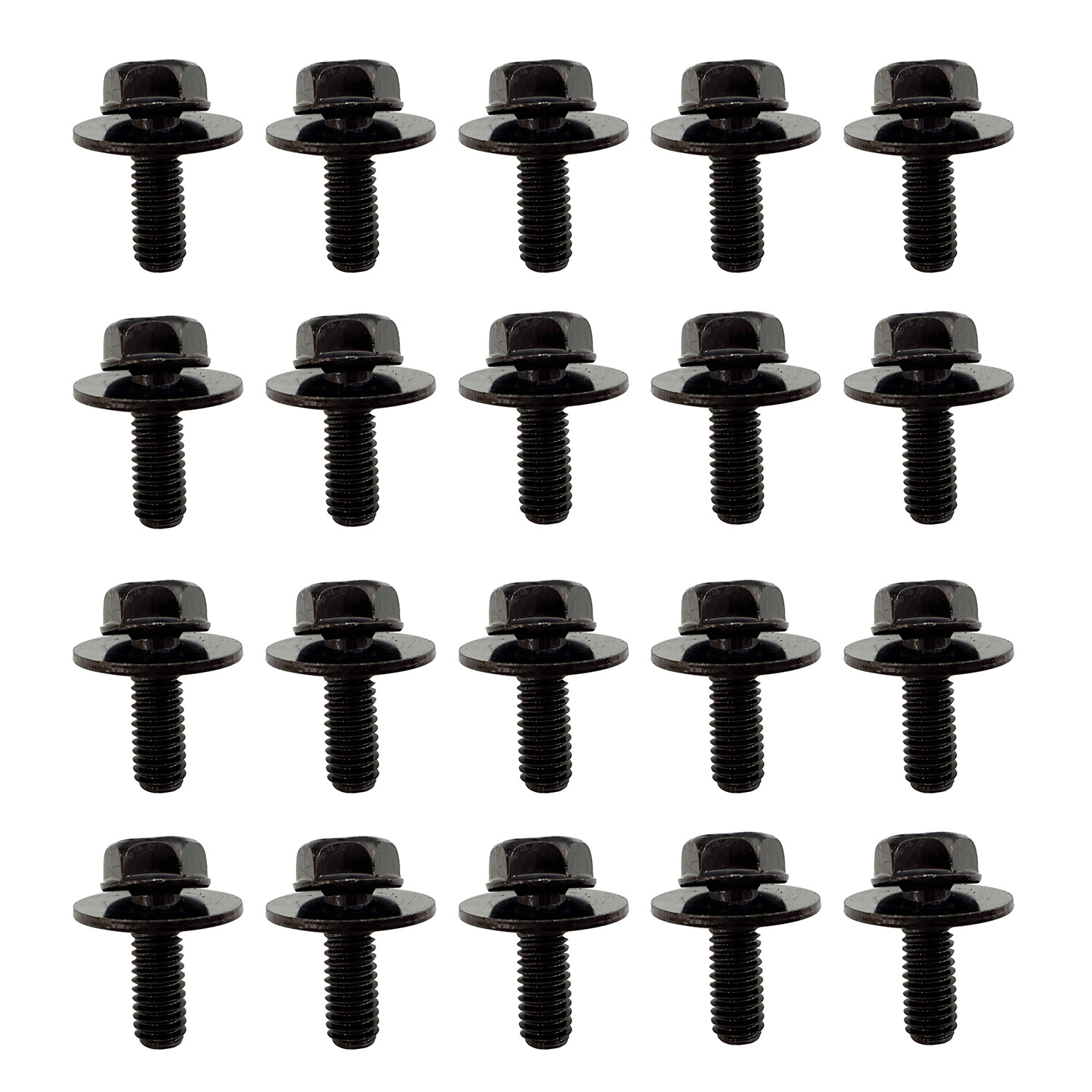 20 x Car Body Bolts Screw Fastener Fender M6-1.0x 16mm Long-10mm Hex-17mm Washer