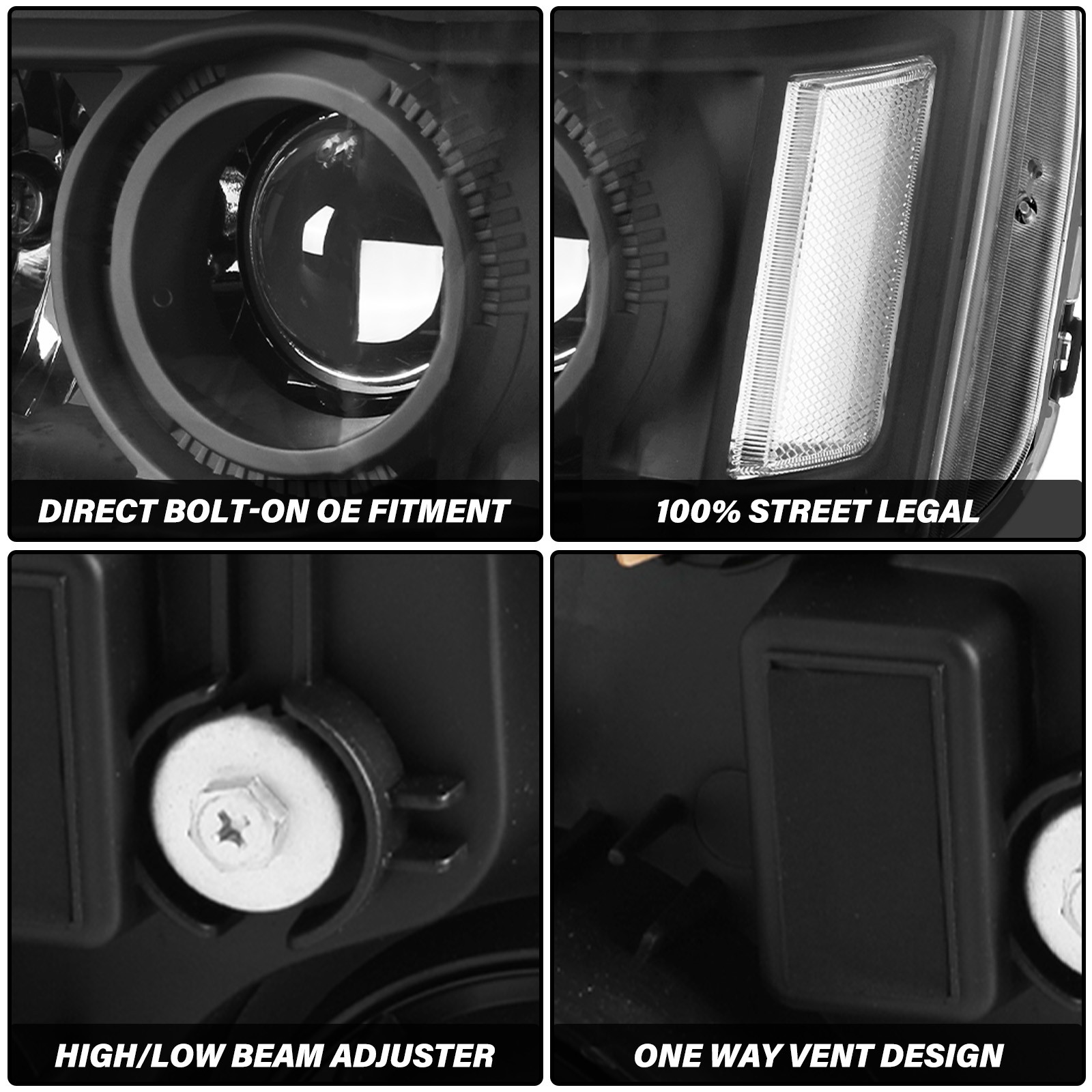For 2010-2015 GMC Terrain Halogen Projector Black Headlights Headlamp Left&Right