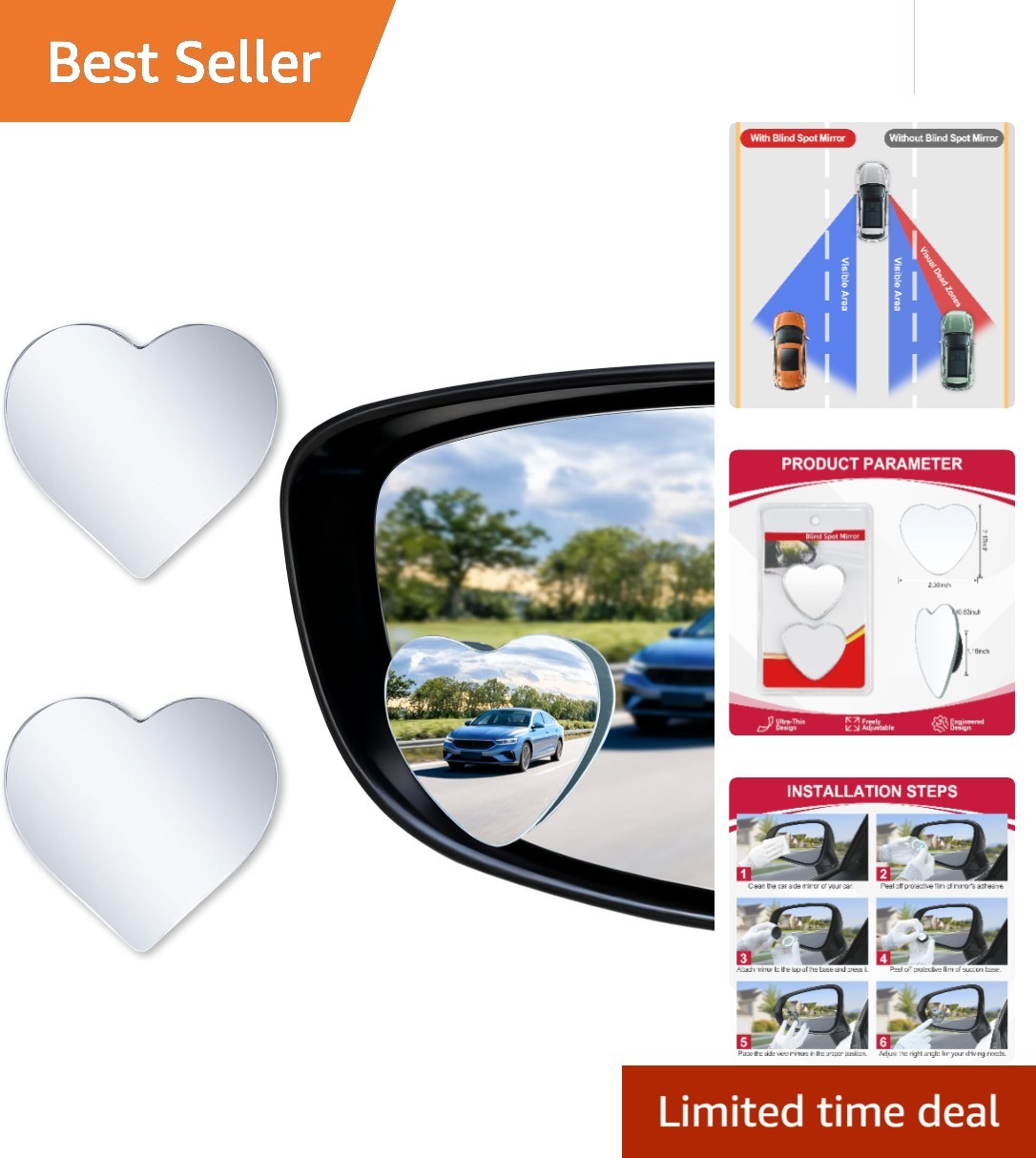 360-Degree Adjustable Blind Spot Mirrors – Perfect for Cars, SUVs, and Trucks