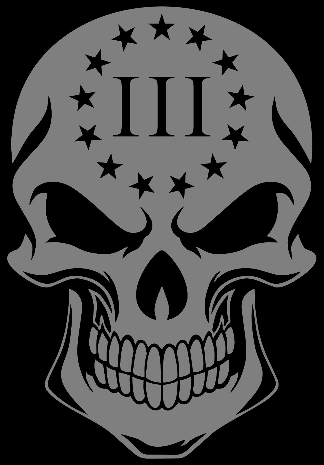 13 Colonies Percenter 3 Logo Solid Skull Vinyl Decal Multiple Colors and Sizes