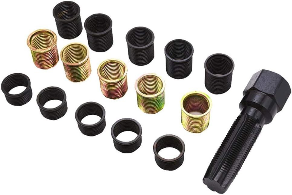 16pc Spark Plug Thread Repair Rethreading Tool Kit M16 Threaded Coil Insert